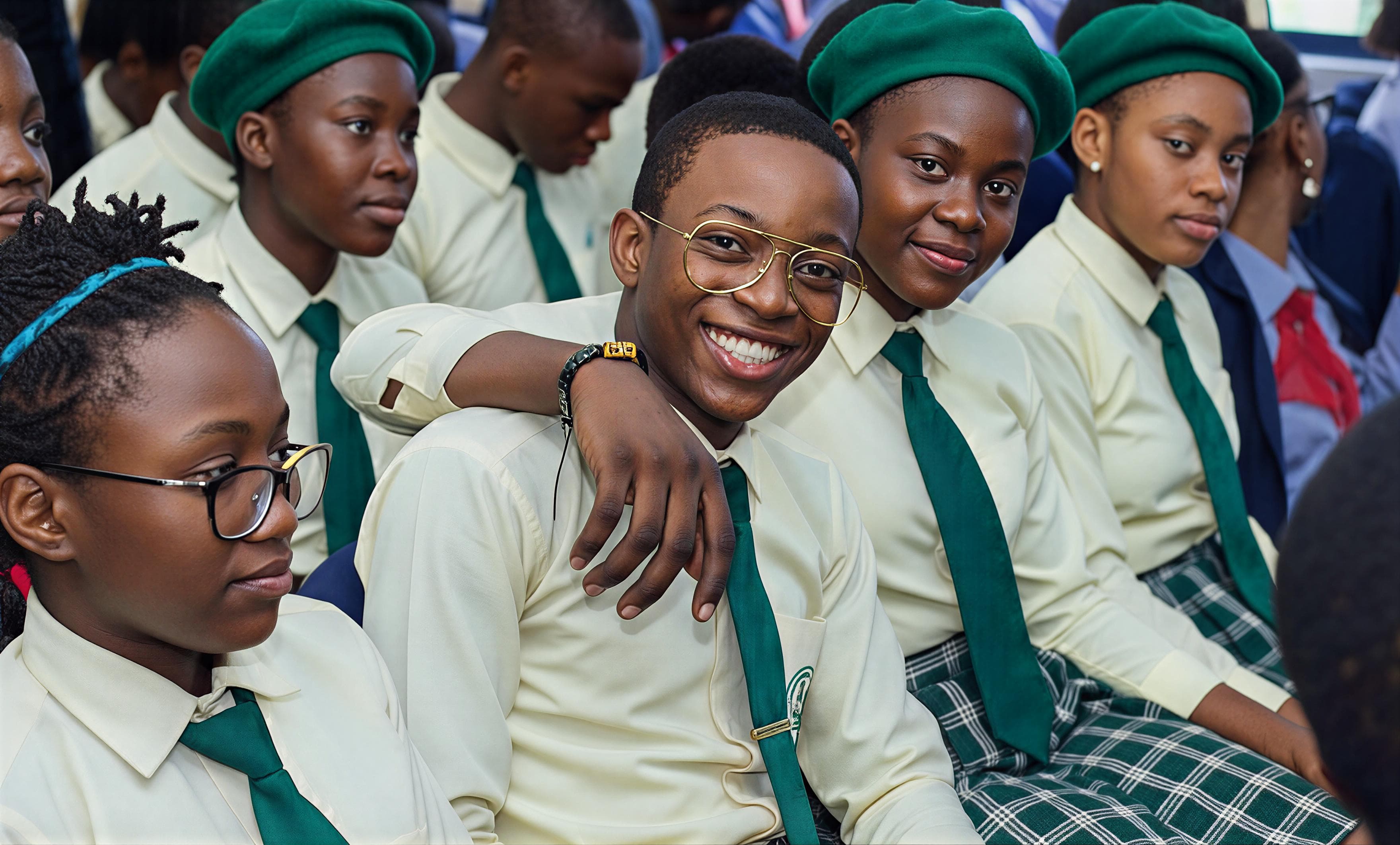 Diverse students showing community spirit and friendship