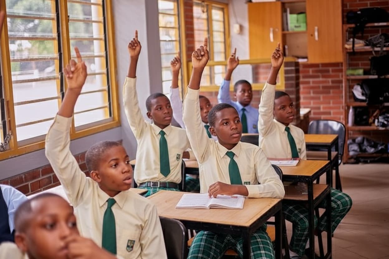 Students actively participating in class