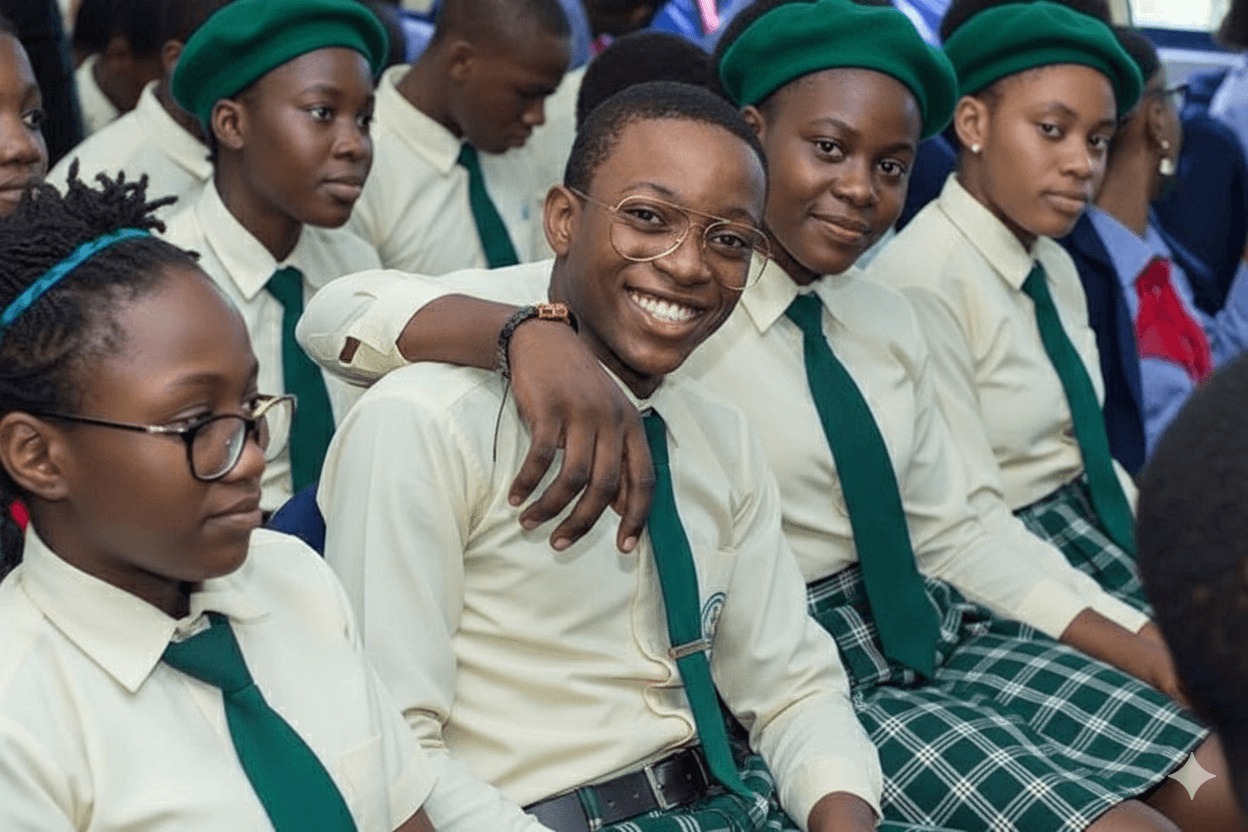 Happy students at Ayoson Comprehensive High School